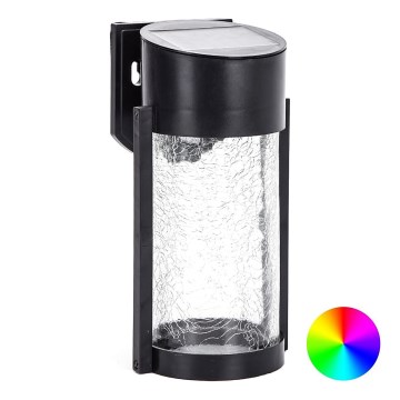 Aigostar - LED RGB Saulės energija įkraunamas sieninis šviestuvas LED/2W/1,2V juoda IP44