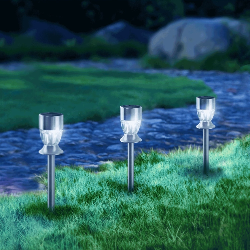 Aigostar - LED RGB saulės energija įkraunamas šviestuvas LED/0,006W/1,2V 35,5 cm 100 mAh matinis chromas IP44