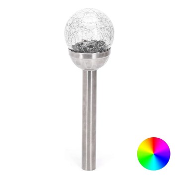 Aigostar - LED RGB saulės energija įkraunamas šviestuvas LED/0,006W/1,2V 37,8cm matinis chromas IP44