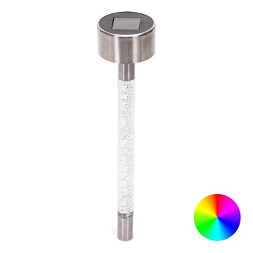 Aigostar - LED RGB saulės energija įkraunamas šviestuvas LED/0,006W/1,2V 40 mAh 36,7cm matinis chromas IP44