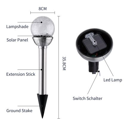 Aigostar - LED RGB šviestuvas, įkraunamas saulės energija LED/0,08W/2V IP44 200 mAh