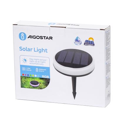 Aigostar - LED RGB šviestuvas, įkraunamas saulės energija LED/0,6W/3,7V IP65