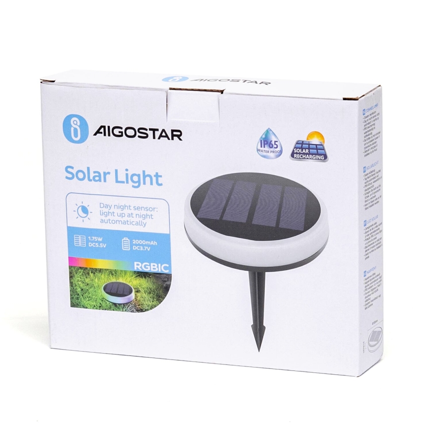 Aigostar - LED RGB šviestuvas, įkraunamas saulės energija LED/0,6W/3,7V IP65
