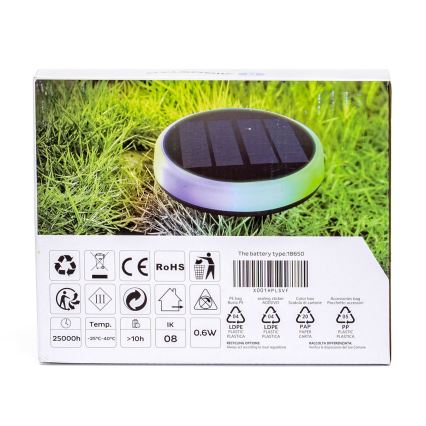 Aigostar - LED RGB šviestuvas, įkraunamas saulės energija LED/0,6W/3,7V IP65