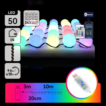 Aigostar - LED RGBIC Dekoracinė girlianda 25xLED/5W/USB 10 m daugiaspalvė