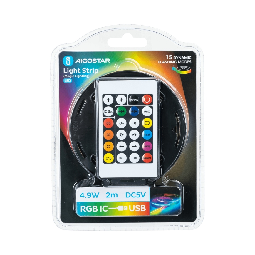 Aigostar - LED RGBIC reguliuojama juostelė 2m LED/4,9W/5V + nuotolinis valdymas