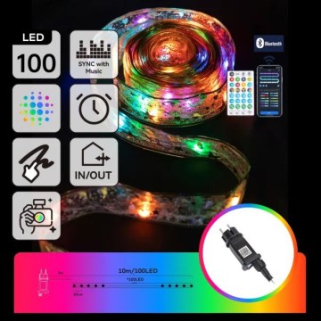 Aigostar - LED RGBICW lauko kalėdinė girlianda 100xLED 10 m IP44 + nuotolinis pultas