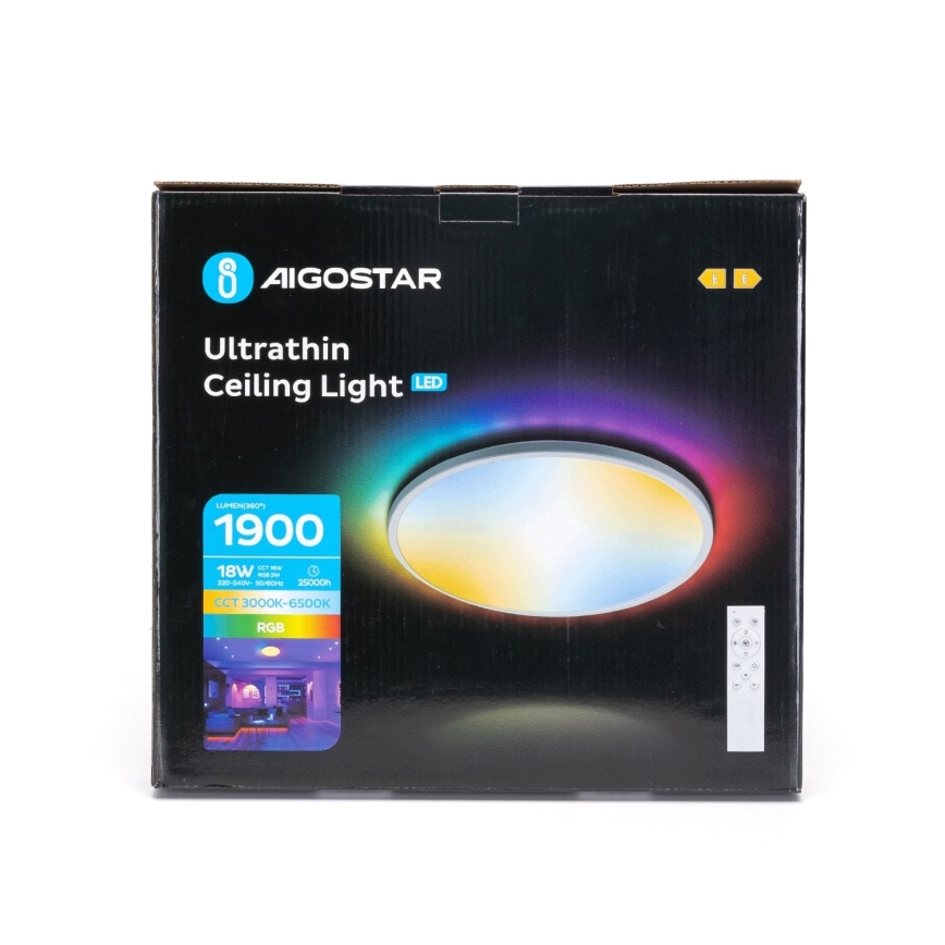Aigostar - LED RGBW Pritemdomas sieninis vonios šviestuvas LED/18W/230V 3000-6500K diametras 30 cm IP44 + nuotolinio valdymo pultas