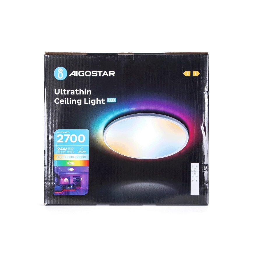 Aigostar - LED RGBW Pritemdomas sieninis vonios šviestuvas LED/24W/230V 3000-6500K diametras 42 cm IP44 + nuotolinio valdymo pultas