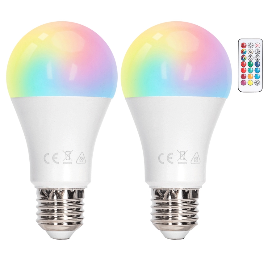 Aigostar - Reguliuojama LED RGBW lemputė A60 E27/8W/230V 3000K + nuotolinis valdymas