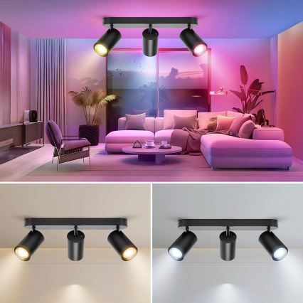 Aigostar - LED RGBW dimeriuojamas taškinis šviestuvas MESH 3xLED/4,9W/230V 2700-6500K baltas + su nuotoliniu pulteliu