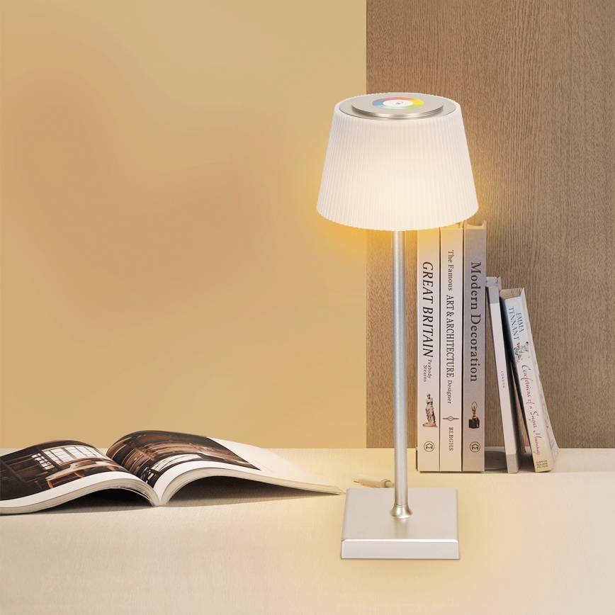 Aigostar - LED RGBW Pritemdoma įkraunama lauko lempa LED/4W/5V 3600mAh balta/matinis chromas IP54
