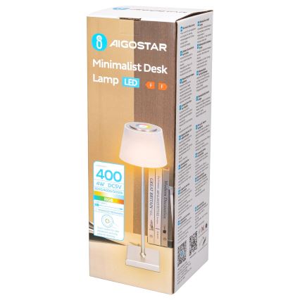 Aigostar - LED RGBW Pritemdoma įkraunama lauko lempa LED/4W/5V 3600mAh balta/matinis chromas IP54