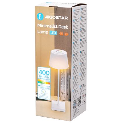 Aigostar - LED RGBW Pritemdoma įkraunama lauko lempa LED/4W/5V 3600mAh balta IP54