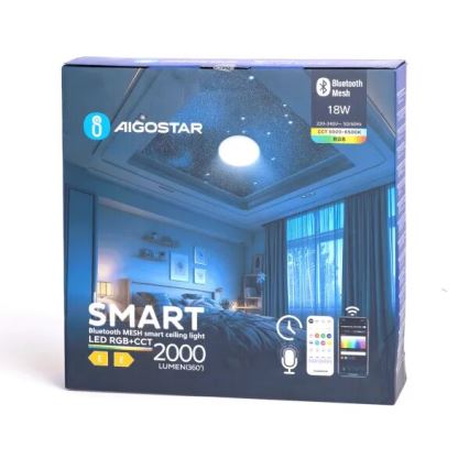 Aigostar - LED RGBW Pritemdomas sieninis vonios šviestuvas MESH Išmanus LED/18W/230V 3000-6500K IP44 + nuotolinio valdymo pultas