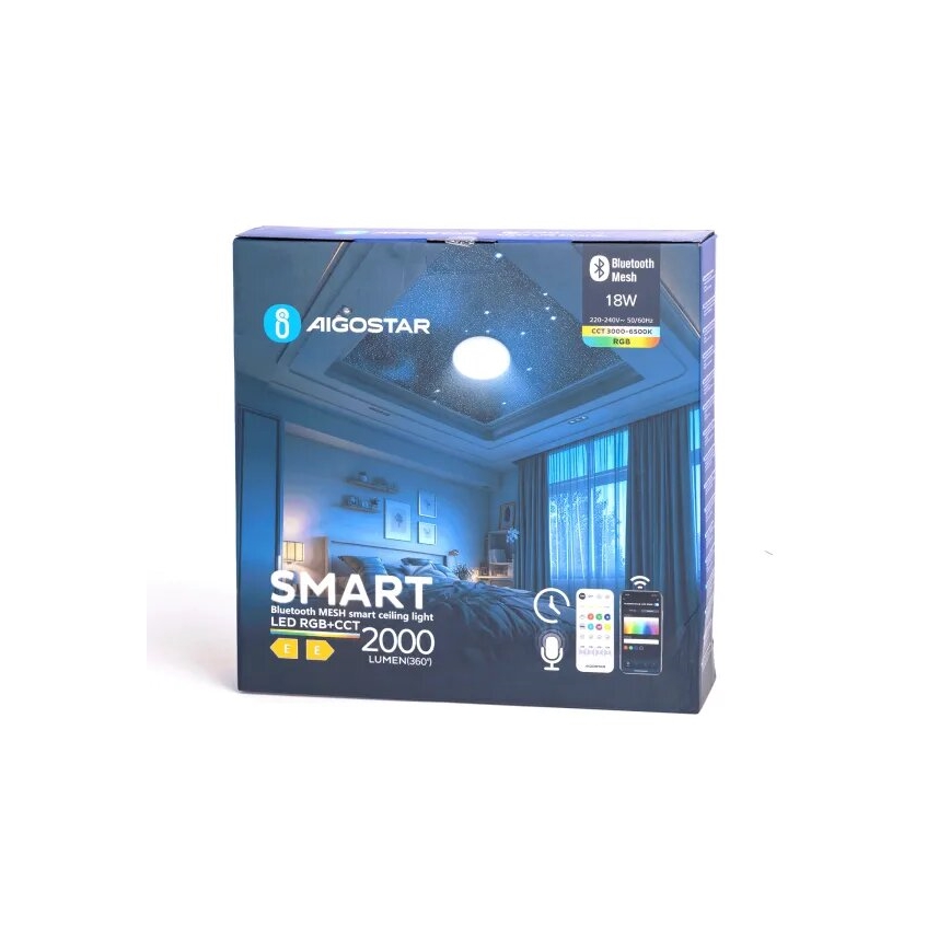 Aigostar - LED RGBW Pritemdomas sieninis vonios šviestuvas MESH Išmanus LED/18W/230V 3000-6500K IP44 + nuotolinio valdymo pultas