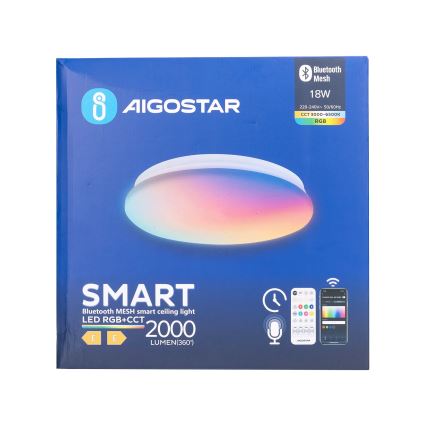 Aigostar - LED RGBW Pritemdomas sieninis vonios šviestuvas MESH Išmanus LED/18W/230V 3000-6500K IP44 + nuotolinio valdymo pultas