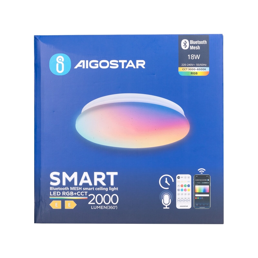 Aigostar - LED RGBW Pritemdomas sieninis vonios šviestuvas MESH Išmanus LED/18W/230V 3000-6500K IP44 + nuotolinio valdymo pultas