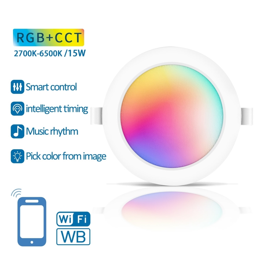 Aigostar - LED RGBW Pritemdomas įleidžiamas lubinis šviestuvas LED/15W/230V 2700-6500K diametras 17,5 cm Wi-Fi