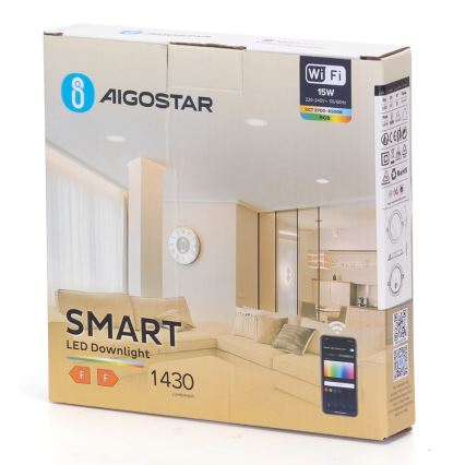 Aigostar - LED RGBW Pritemdomas įleidžiamas lubinis šviestuvas LED/15W/230V 2700-6500K diametras 17,5 cm Wi-Fi