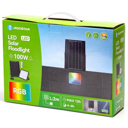Aigostar - LED RGBW Pritemdomas saulės prožektorius LED/100W/3,4V IP66 + nuotolinio valdymo pultas