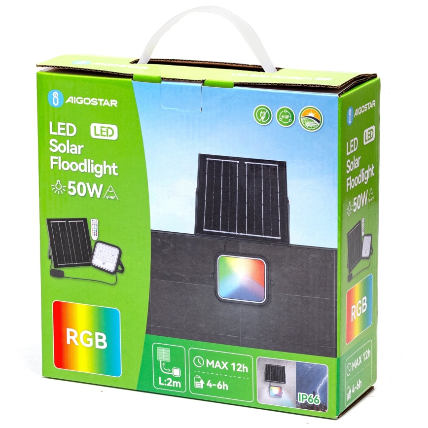 Aigostar - LED RGBW Pritemdomas saulės prožektorius LED/50W/3,4V IP66 + nuotolinio valdymo pultas