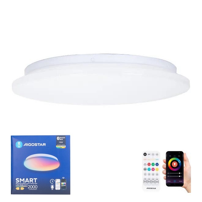 Aigostar - LED RGBW Pritemdomas sieninis vonios šviestuvas MESH Išmanus LED/18W/230V 3000-6500K IP44 + nuotolinio valdymo pultas