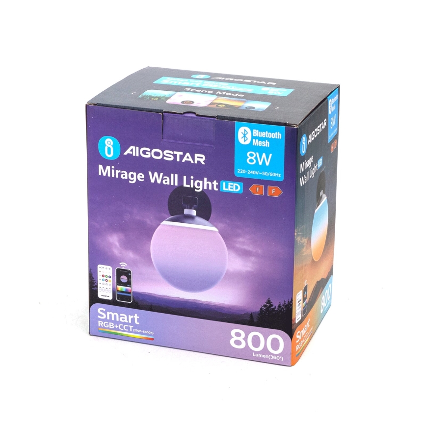 Aigostar - LED RGBW Pritemdomi sieniniai šviestuvai MESH Išmanus LED/8W/230V + nuotolinio valdymo pultas