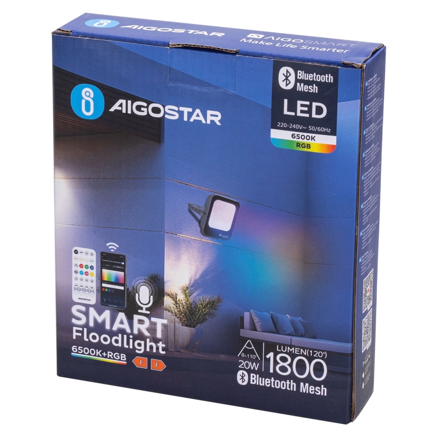 Aigostar - LED RGBW Pritemdomas prožektorius MESH Išmanus LED/20W/230V 6500K IP65 + nuotolinio valdymo pultas