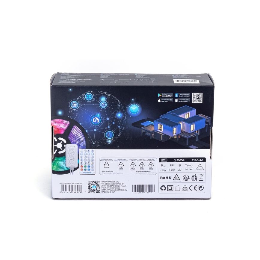 Aigostar - LED RGBW Reguliuojama juostelė LED/48W/12V 2x7,5 m Wi-Fi
