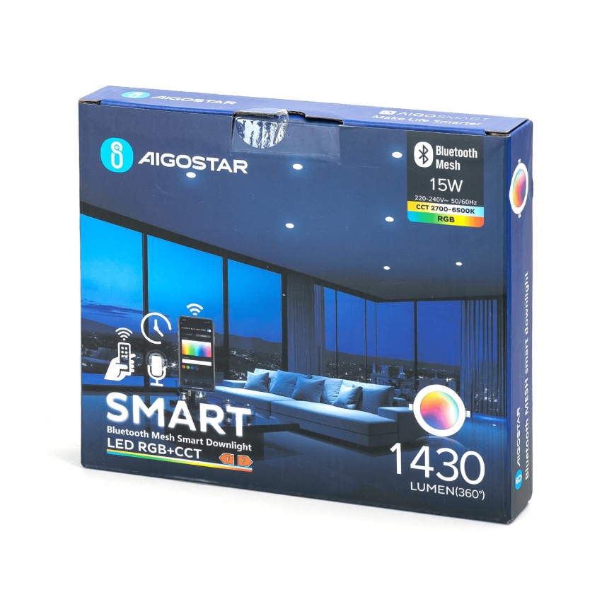 Aigostar - LED RGBW Reguliuojamas įmontuojamas šviestuvas MESH LED/15W/230V 2700-6500K skersmuo 17 cm