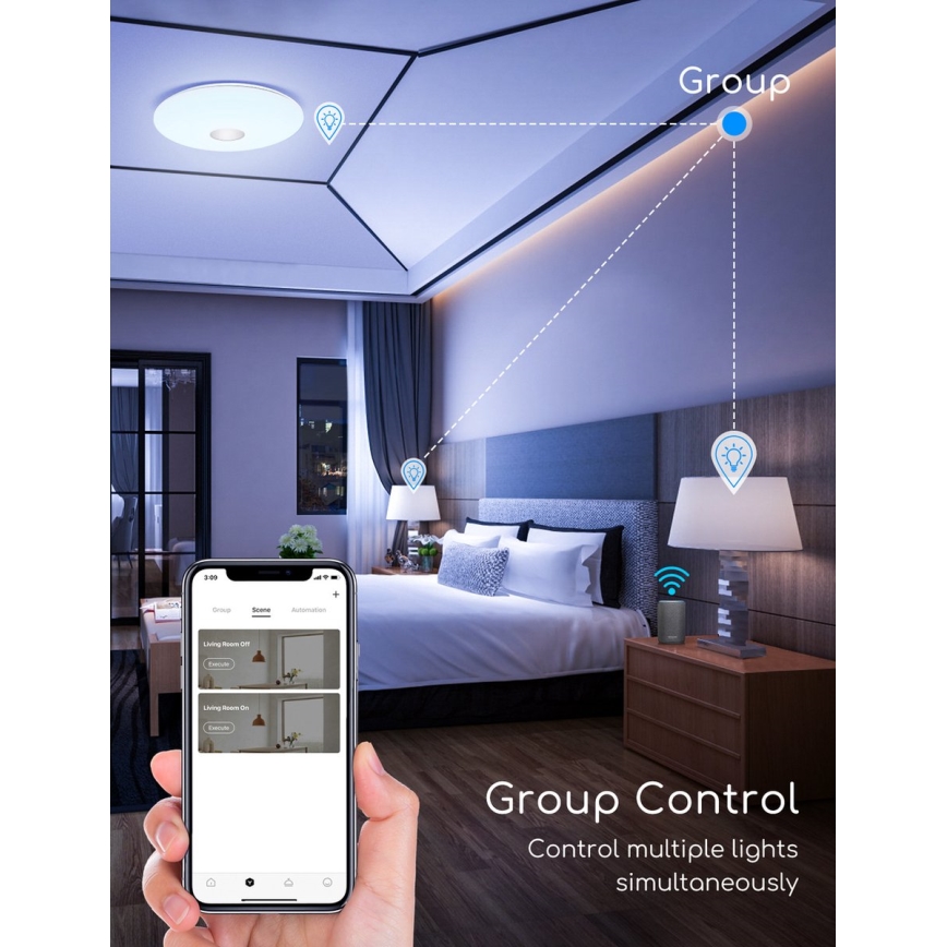 Aigostar - LED RGBW Reguliuojamas lubinis šviestuvas 18W/230V diametras 34 cm Wi-Fi
