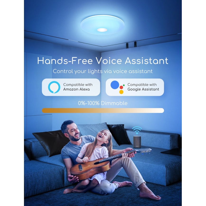 Aigostar - LED RGBW Reguliuojamas lubinis šviestuvas 18W/230V diametras 34 cm Wi-Fi