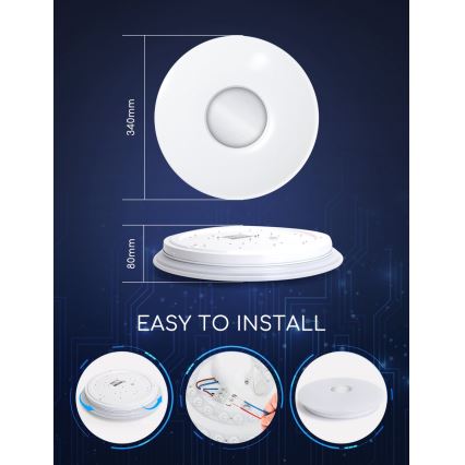 Aigostar - LED RGBW Reguliuojamas lubinis šviestuvas 18W/230V diametras 34 cm Wi-Fi