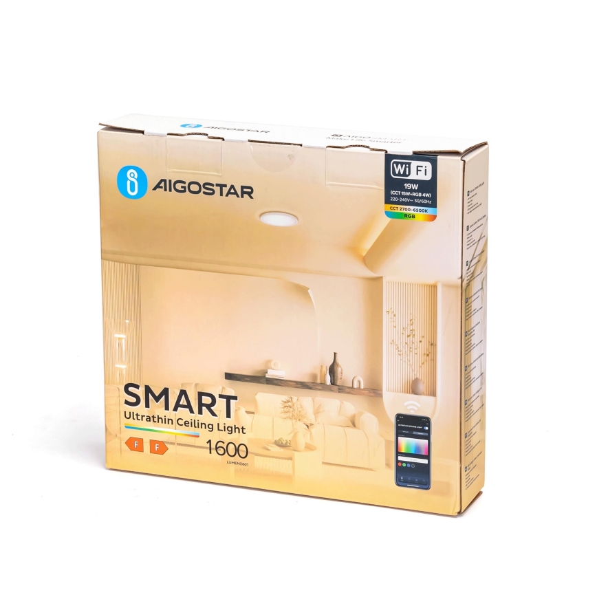 Aigostar - LED RGBW Reguliuojamas lubinis šviestuvas LED/19W/230V 2700-6500K Wi-Fi