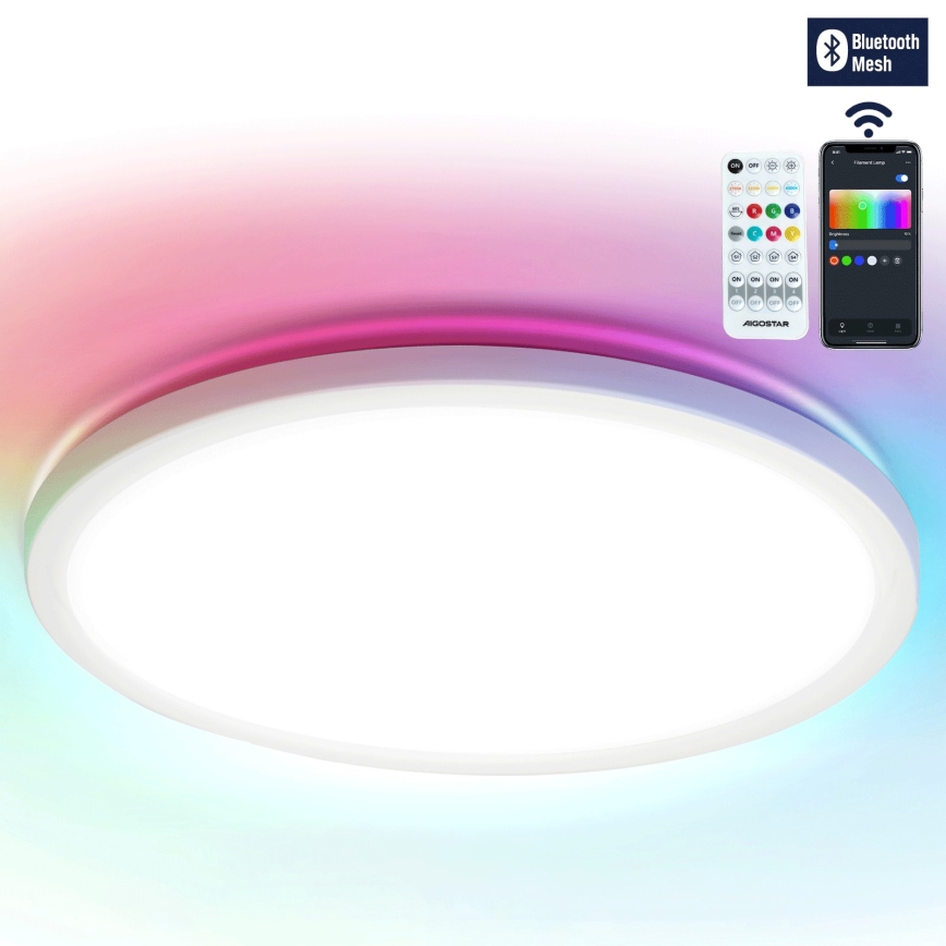 Aigostar - LED RGBW Reguliuojamas lubinis šviestuvas MESH LED/24W/230V 3000-6500K balta + nuotolinio valdymo pultas