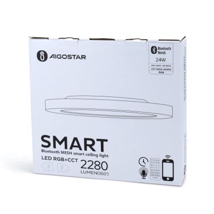 Aigostar - LED RGBW Reguliuojamas lubinis šviestuvas MESH LED/24W/230V 3000-6500K balta + nuotolinio valdymo pultas