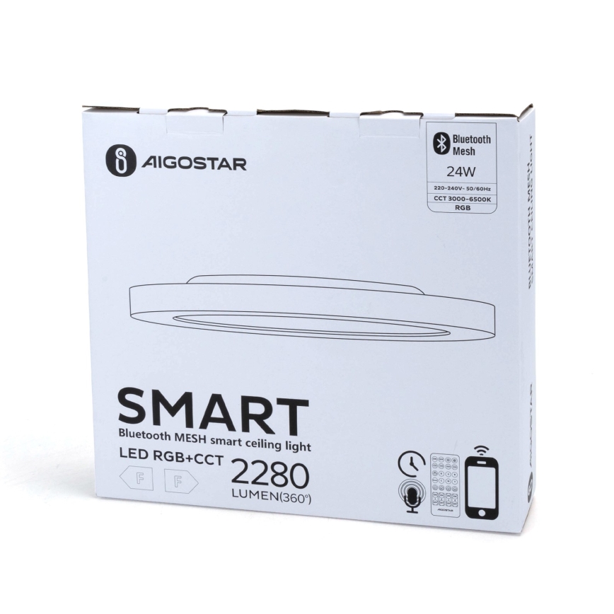 Aigostar - LED RGBW Reguliuojamas lubinis šviestuvas MESH LED/24W/230V 3000-6500K balta + nuotolinio valdymo pultas