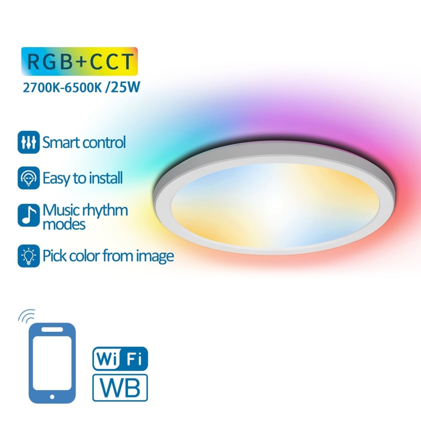 Aigostar - LED RGBW Reguliuojamas lubinis šviestuvas LED/25W/230V 2700-6500K Wi-Fi