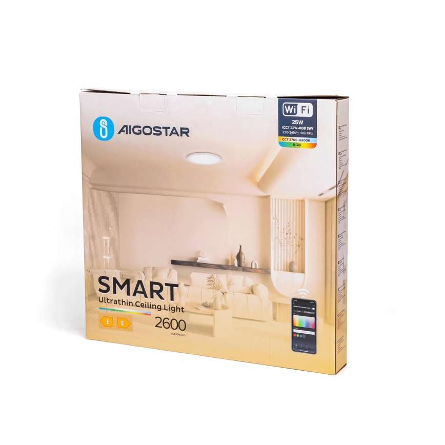 Aigostar - LED RGBW Reguliuojamas lubinis šviestuvas LED/25W/230V 2700-6500K Wi-Fi