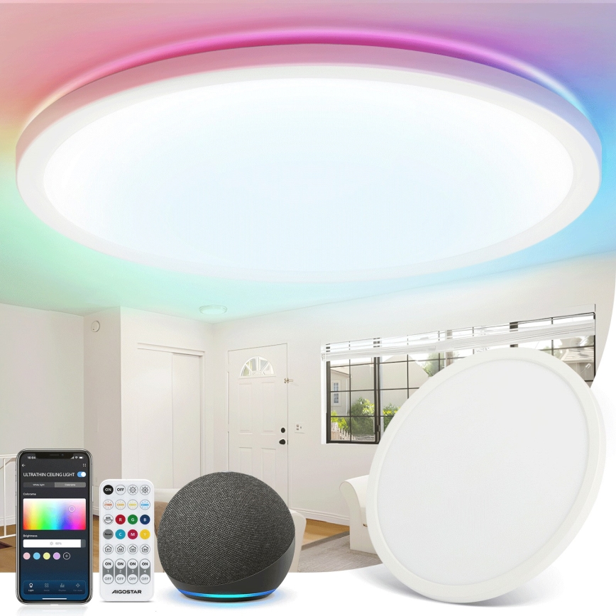 Aigostar - LED RGBW Reguliuojamas lubinis šviestuvas MESH LED/36W/230V 3000-6500K balta + nuotolinio valdymo pultas