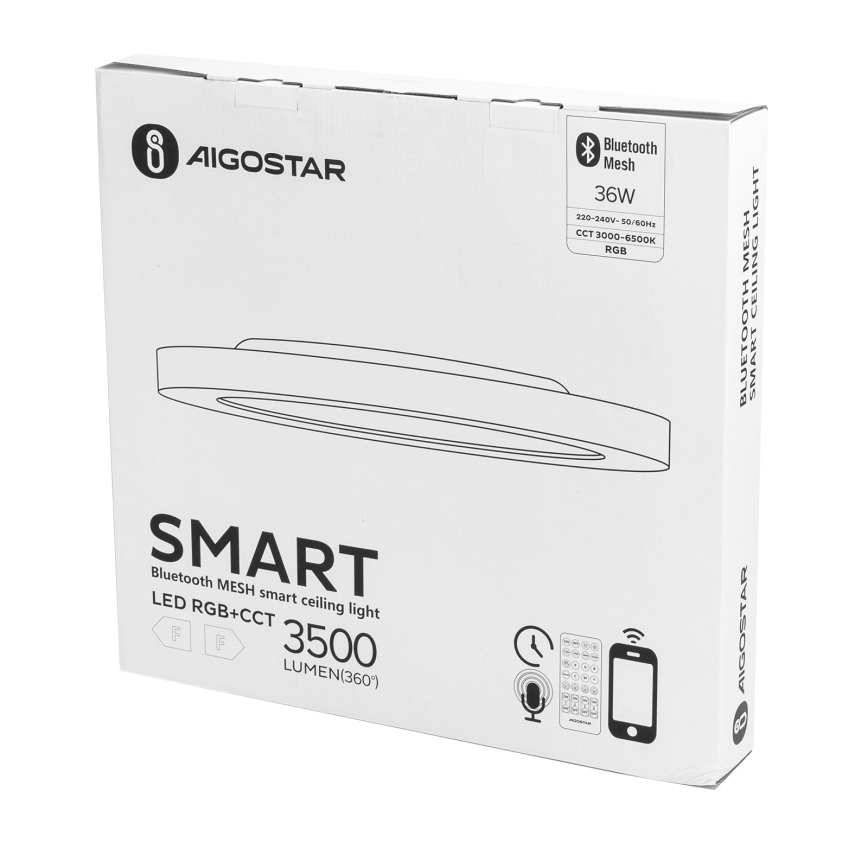 Aigostar - LED RGBW Reguliuojamas lubinis šviestuvas MESH LED/36W/230V 3000-6500K balta + nuotolinio valdymo pultas