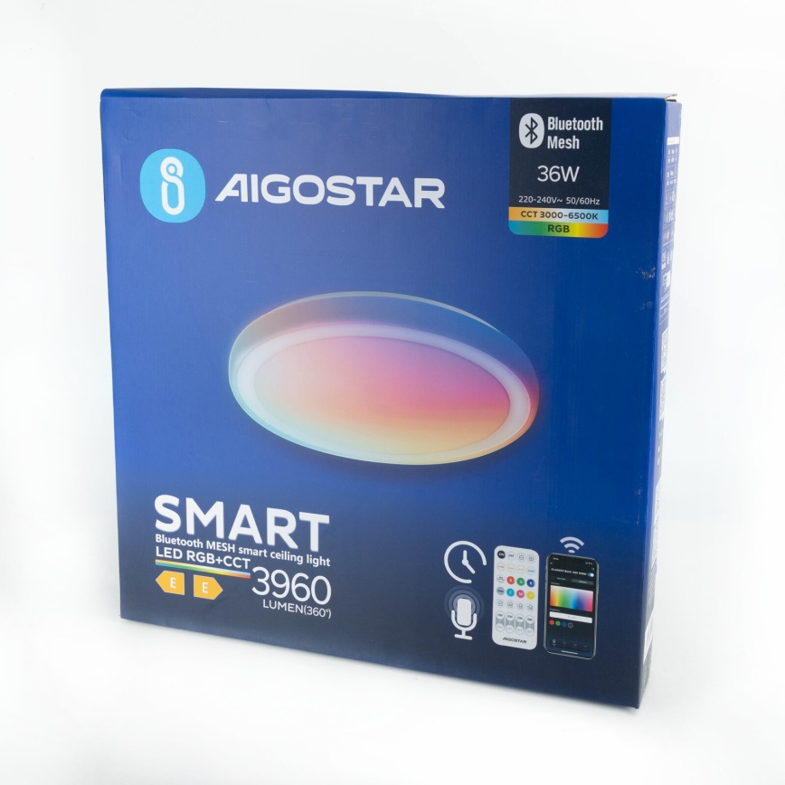 Aigostar - LED RGBW Reguliuojamas lubinis šviestuvas MESH LED/36W/230V 3000-6500K + nuotolinio valdymo pultas