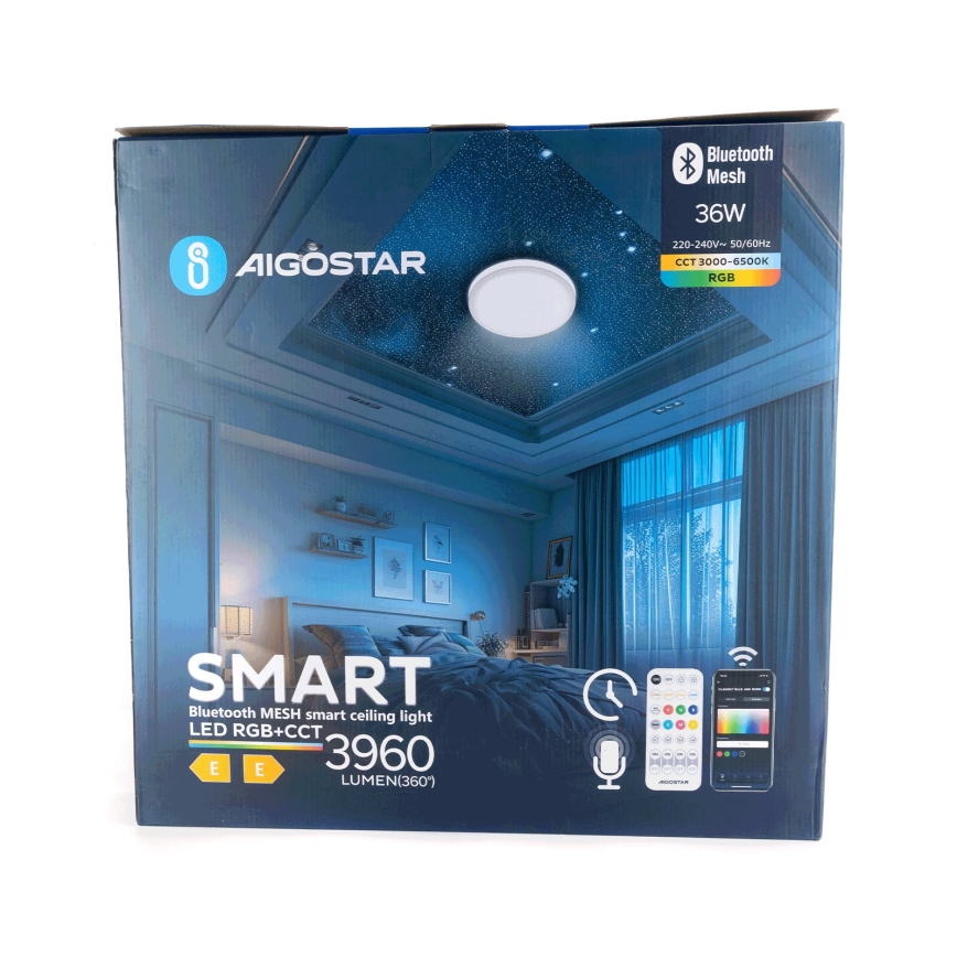 Aigostar - LED RGBW Reguliuojamas lubinis šviestuvas MESH LED/36W/230V 3000-6500K + nuotolinio valdymo pultas