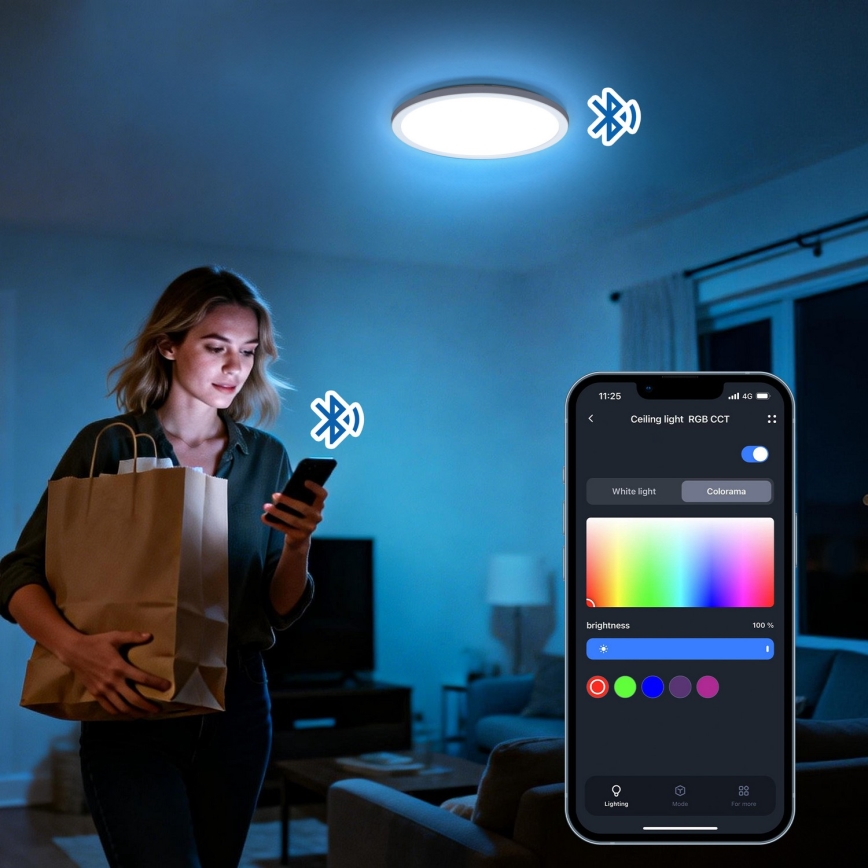 Aigostar - LED RGBW reguliuojamas lubinis šviestuvas MESH LED/24W/230V 3000-6500K juodas + su nuotoliniu valdymu