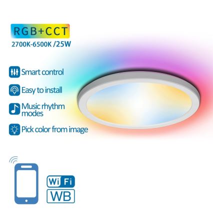 Aigostar - LED RGBW reguliuojamas lubų šviestuvas LED/25W/230V 2700-6500K Wi-Fi