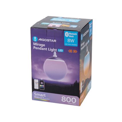Aigostar - LED RGBW Reguliuojamas pakabinamas sietynas MESH LED/8W/230V 2700-6500K balta + nuotolinio valdymo pultas