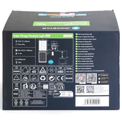 Aigostar - LED RGBW Pritemdomas saulės sietynas MESH LED/20W/3,7V 4000 mAh 2700K-6500K IP65 diametras 15 cm