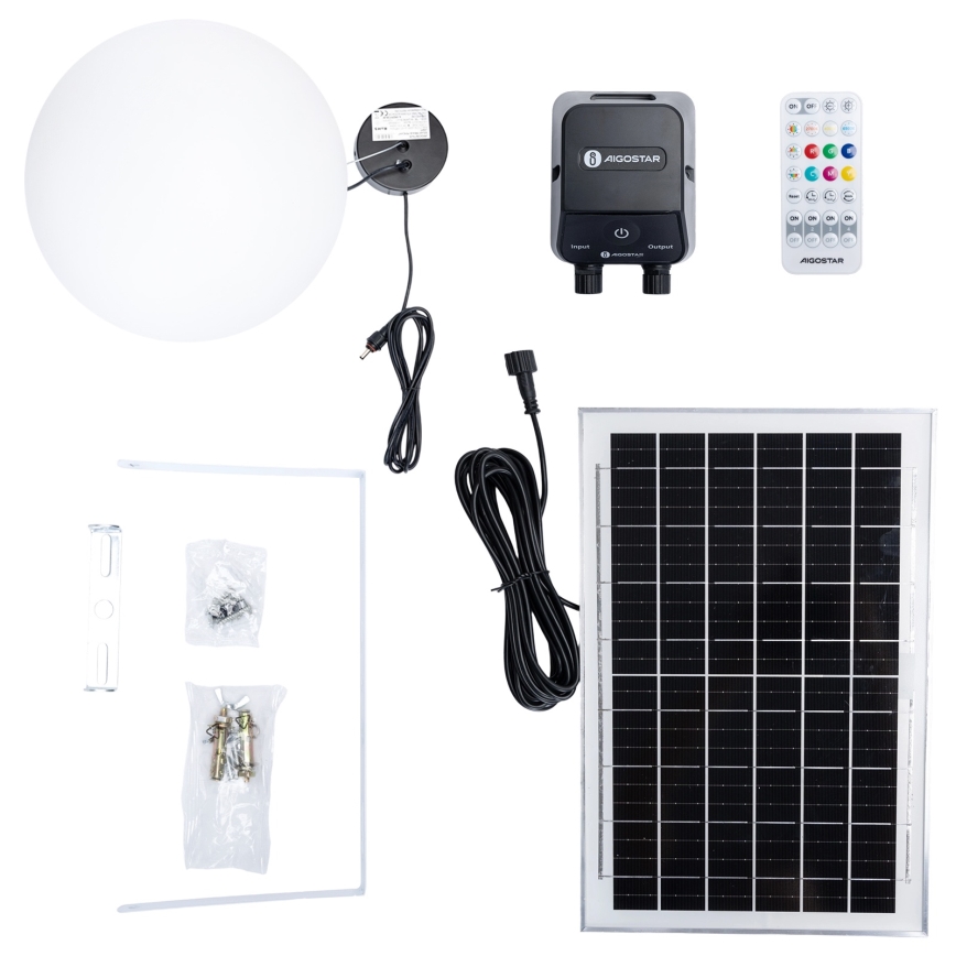 Aigostar - dimeriuojamas LED RGBW saulės šviestuvas MESH LED/5W/3,7V 8000 mAh 2700K-6500K IP65 skersmuo 30 cm