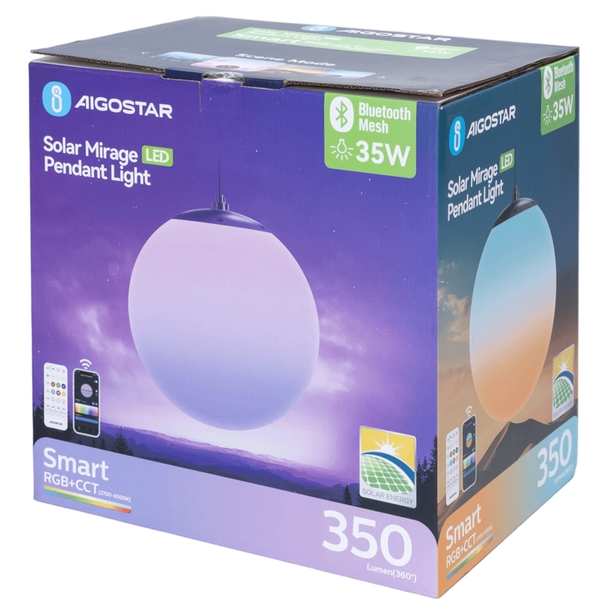 Aigostar - dimeriuojamas LED RGBW saulės šviestuvas MESH LED/5W/3,7V 8000 mAh 2700K-6500K IP65 skersmuo 30 cm